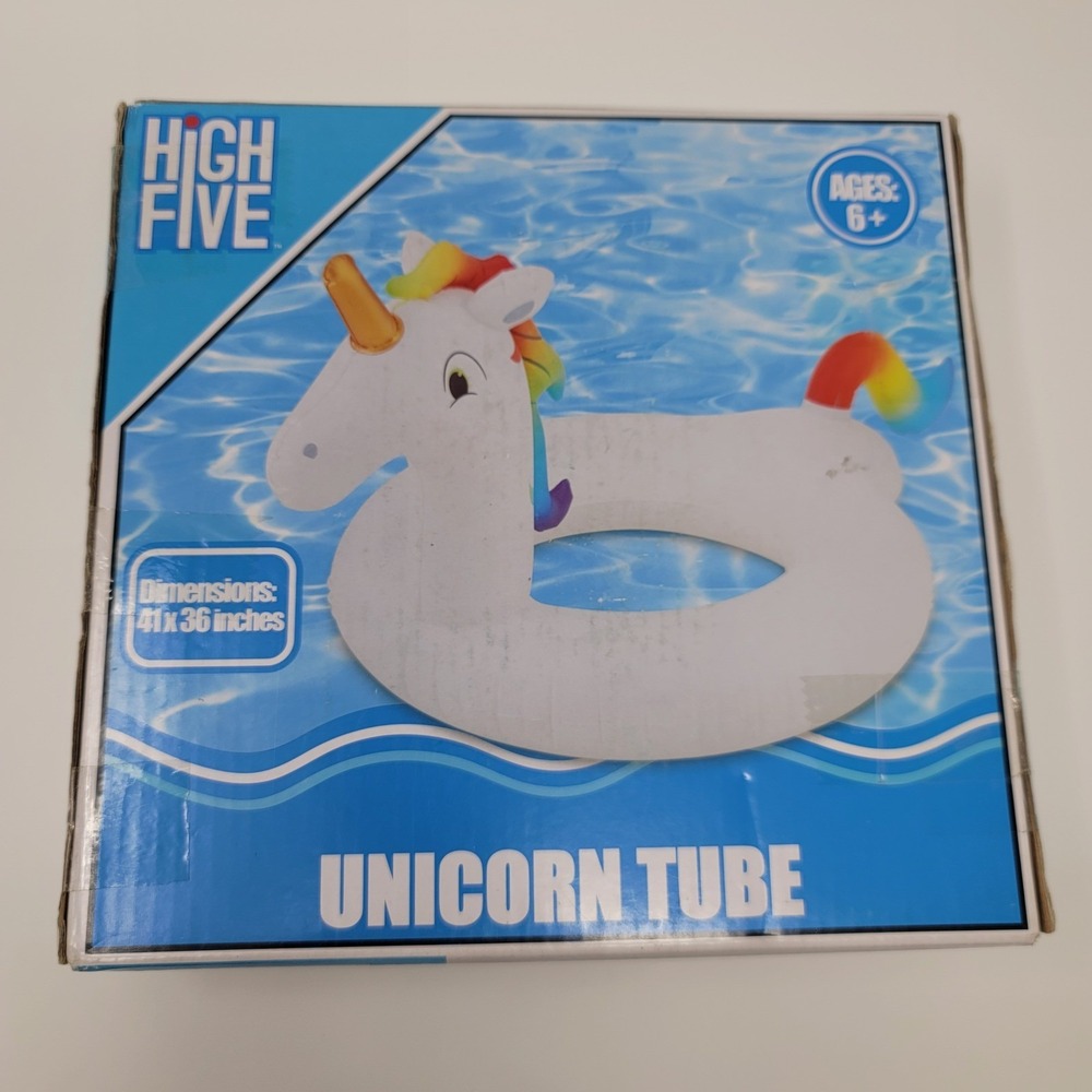 High Five Unicorn Tube Pool Float, 41x36 Inches Kids Inflatable Ride On New - Picture 3 of 3